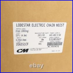 CM Lodestar Model RRS 2-Ton 4000LBS Electric Chain Hoist 15' Lift 16FPM 480V NEW