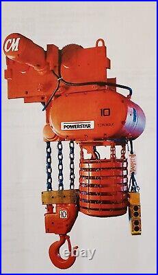 CM Powerstar 10 Ton Electric Chain Hoist 18000 Lbs 20' Lift 460-3-60v chainblock