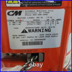 CM Shopstar 1/8 Ton 250LB Electric Chain Hoist 10' Lift 40FPM 460V 3PH