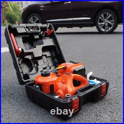 Car 5T 5Ton Jack Stand Lifting Electric Hydraulic + Air Pump Electric Wrench Kit