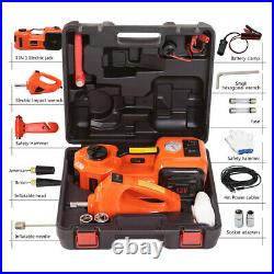 Car 5T 5Ton Jack Stand Lifting Electric Hydraulic + Air Pump Electric Wrench Kit