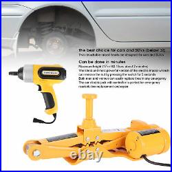 Car Electric Scissor Jack Lift 170-420mm 3 Ton DC 12V With Impact Wrench Set