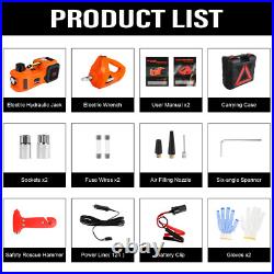 Car Jack 12V 3/5 Ton Electric Hydraulic Floor Lift Jack Tire Inflator Pump Tool
