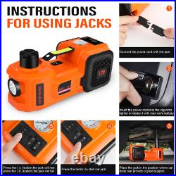Car Jack 12V 3/5 Ton Electric Hydraulic Floor Lift Jack Tire Inflator Pump Tool