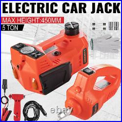 Car Jack Lift 12V 5Ton Electric Hydraulic Floor Jack Impact Wrench Tire Tool Kit