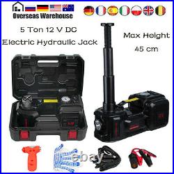 Car Jack Lift 12V 5Ton Electric Hydraulic Floor Jack Tire Inflator Pump Tool Kit