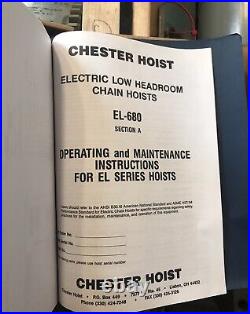 Chester 1 Ton Electric Chain Hoist, 10' Of Lift, Low Headroom Motorized Trolley