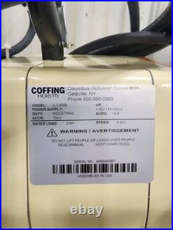 Coffing 08249w Jlc4008-1-20 2-ton 8 Fpm Electric Chain Hoist Hook Mounted New B2