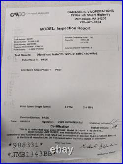 Coffing 08249w Jlc4008-1-20 2-ton 8 Fpm Electric Chain Hoist Hook Mounted New B2 Coffing 08249w Jlc4008-1-20 2-ton 8 Fpm Electric Chain Hoist Hook Mounted New B2
