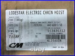 Columbus Mckinnon Lodestar 3565NH Electric Chain Hoist Model RR 2 Ton 10 ft 460v