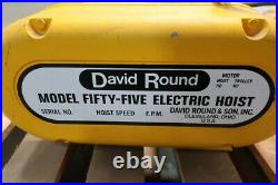 David Round MODEL 55 Electric Hoist 23fpm 1/2ton 3ph 1-1/2hp 220/440v-ac