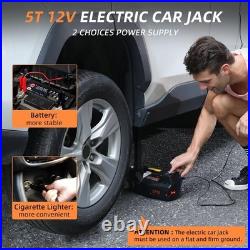 Durable 5 Ton Electric Car Jack 12V Hydraulic, Tire Inflator, Compact Kit