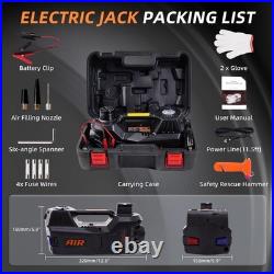 Durable 5 Ton Electric Car Jack 12V Hydraulic, Tire Inflator, Compact Kit