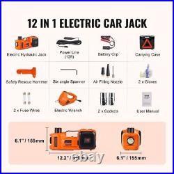Electric Car Jack, 5 Ton 12V Electric Hydraulic Car Jack with Impact Wrench Infl