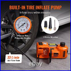 Electric Car Jack 5 Ton Floor Jack Lift 12V WithImpact Wrench, Tire Inflator Pump