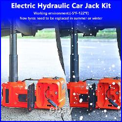 Electric Car Jack Kit 5 Ton Hydraulic Tire Inflator Pump Security Vest Tool Set