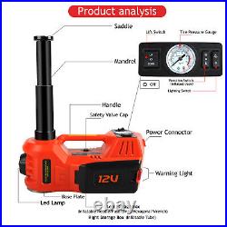 Electric Car Jack Lift 5 Ton 12V Hydraulic Floor Jack with Impact Wrench Set