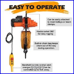 Electric Chain Hoist 2200 lbs/1 Ton 10ft Lifting Height Two 360° Rotatable Hooks