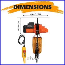 Electric Chain Hoist 2200 lbs/1 Ton 10ft Lifting Height Two 360° Rotatable Hooks