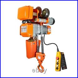 Electric Chain Hoist Power Trolley 2200lb 1 ton 1 Speed 20 ft. G80 Chain