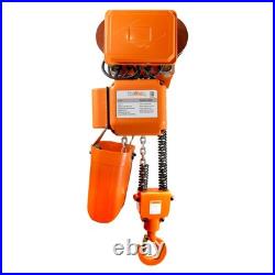 Electric Chain Hoist Power Trolley 2200lb 1 ton 1 Speed 20 ft. G80 Chain