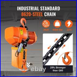 Electric Chain Hoist Three Phase Crane Hoist 4400 Lb 2 Ton Load 20 Ft Lift