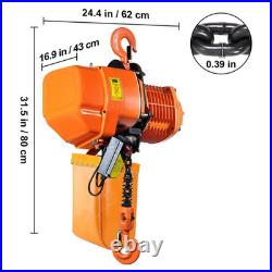 Electric Chain Hoist Three Phase Crane Hoist 4400 Lb 2 Ton Load 20 Ft Lift
