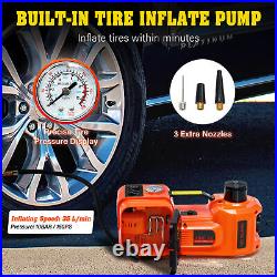 Electric Hydraulic Car Floor Jack 12V 5 Ton Impact Wrench &Tire Inflator Pump US