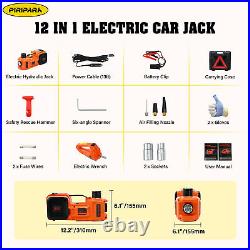 Electric Hydraulic Car Floor Jack 12V 5 Ton Impact Wrench &Tire Inflator Pump US