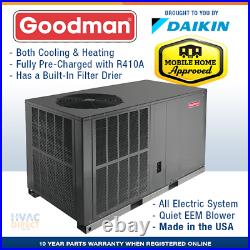 Goodman 2.5 Ton 14 SEER Packaged Heat Pump Unit Install Kit, Free Accessories