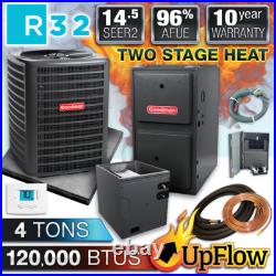 Goodman 4 Ton Air Conditioner & Upflow 96% 120K BTU 2 Stage Gas Furnace System