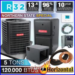Goodman 5 Ton 96% R32 Air Conditioner & 120000 BTU Horizontal Gas Furnace Kit