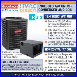 Goodman 5 Ton 96% R32 Air Conditioner & 120000 BTU Horizontal Gas Furnace Kit