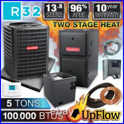 Goodman 5 Ton Air Conditioner & Upflow 96% 100K BTU 2 Stage Gas Furnace System