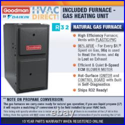 Goodman 5 Ton Air Conditioner & Upflow 96% 100K BTU 2 Stage Gas Furnace System