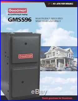 Goodman 96% Single Stage 80K BTU Gas Furnace 4 Ton GMSS960804CN