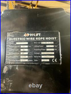 H-Lift 6.3 Ton Electric Wire Rope Hoist withMotorized Trolley, 30 Lift, 460-3-60V