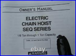Harrington 1/8ton Electric Chain Hoist 10ft Lift 115v Seq001sd Seqp-556859