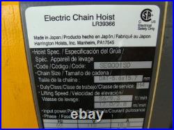 Harrington 1/8ton Electric Chain Hoist 10ft Lift 115v Seq001sd Seqp-556859