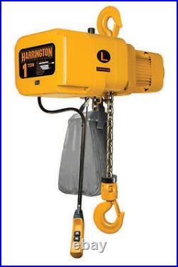 Harrington 1 Ton Electric Chain Hoist NEW 10' lift NER NER010L with Chain Cont