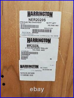 Harrington 2 Ton Electric Hoist + Harrington 2Ton MR Trolley 15 ft lift