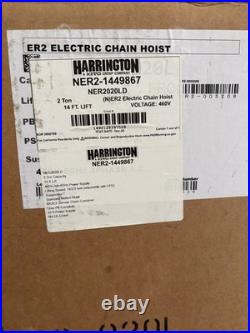 Harrington 2 Ton Electric Lift Chain Hoist NER2020LD 14' Chain