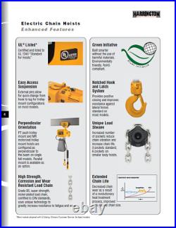 Harrington Ner Electric Chain Hoist, 2 Ton Capacity 20 Ft. Lift