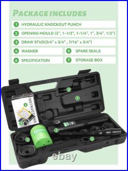 Hydraulic Knockout Punch Kit 8Ton 1/2-2In Electrical Conduit Electricians Pane