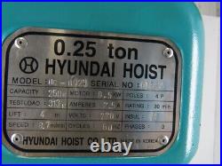 Hyundai HC-H025 0.25 1/4 Ton 500 Lbs 12' Lift 8.7m/min 220V Electric Chain Hoist