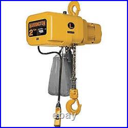NER Electric Chain Hoist with Hook Suspension 10' Lift, 2 Ton, 14 ft/min, 460V