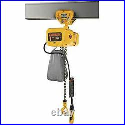 NER Electric Chain Hoist with Push Trolley 1-10' Lift, 1/2 Ton, 18 ft/min, 460V