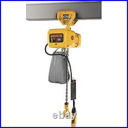NER Electric Chain Hoist with Push Trolley 10' Lift, 1/8 Ton, 55 ft/min, 460V