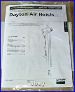 NEW Dayton 1 Ton Air Pneumatic Hoist 4ZW58 2000 LB 10ft Lift