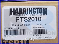 NEW Harrington NER2010L-10 Electric Chain Hoist 1-Ton 14FPM 10Ft 230V 1.2HP